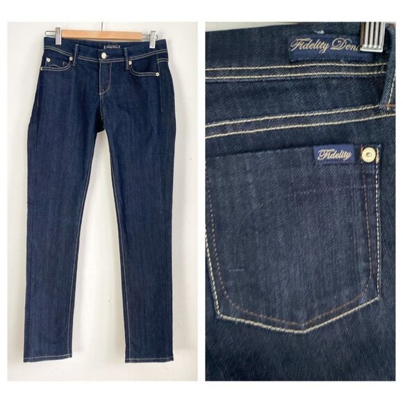 Fidelity Denim Dark Wash  Viper Rinse Low Rise Skinny Jeans 27 - Picture 1 of 7